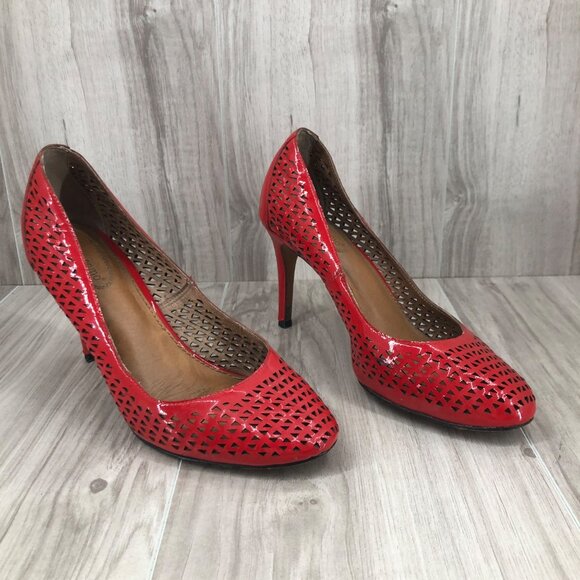 Corso Como Heels Womens 8.5M Red Patent Leather Slip On Pumps - Picture 3 of 11